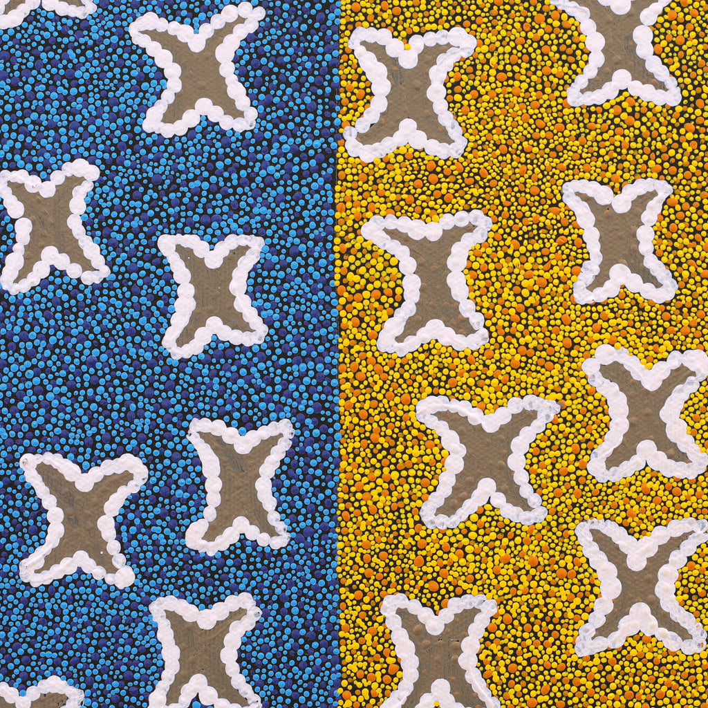 Aboriginal Artwork by Lorissa Napurrurla Ladd, Ngatijirri Jukurrpa (Budgerigar Dreaming), 30x30cm