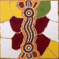 Aboriginal Artwork by Lucky Nampijinpa Langdon, Watiya-warnu Jukurrpa (Seed Dreaming), 30x30cm