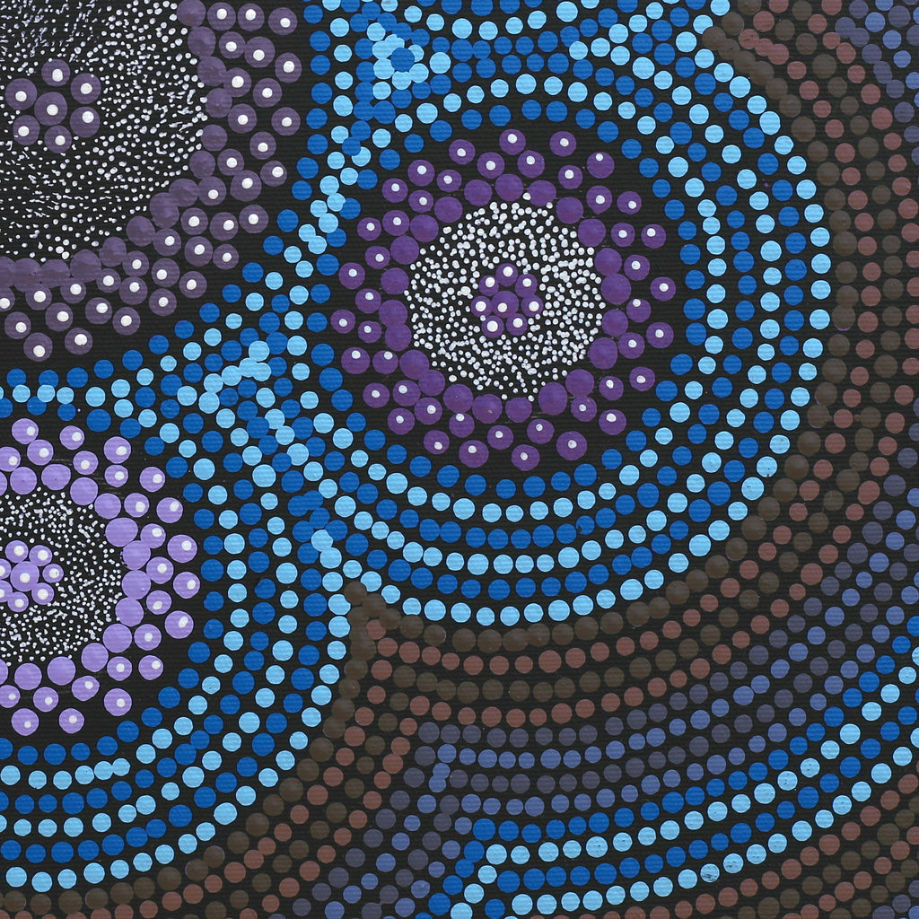 Aboriginal Artwork by Lyn Nungarrayi Sims, Napaljarri-warnu Jukurrpa (Seven Sisters Dreaming), 40x40cm