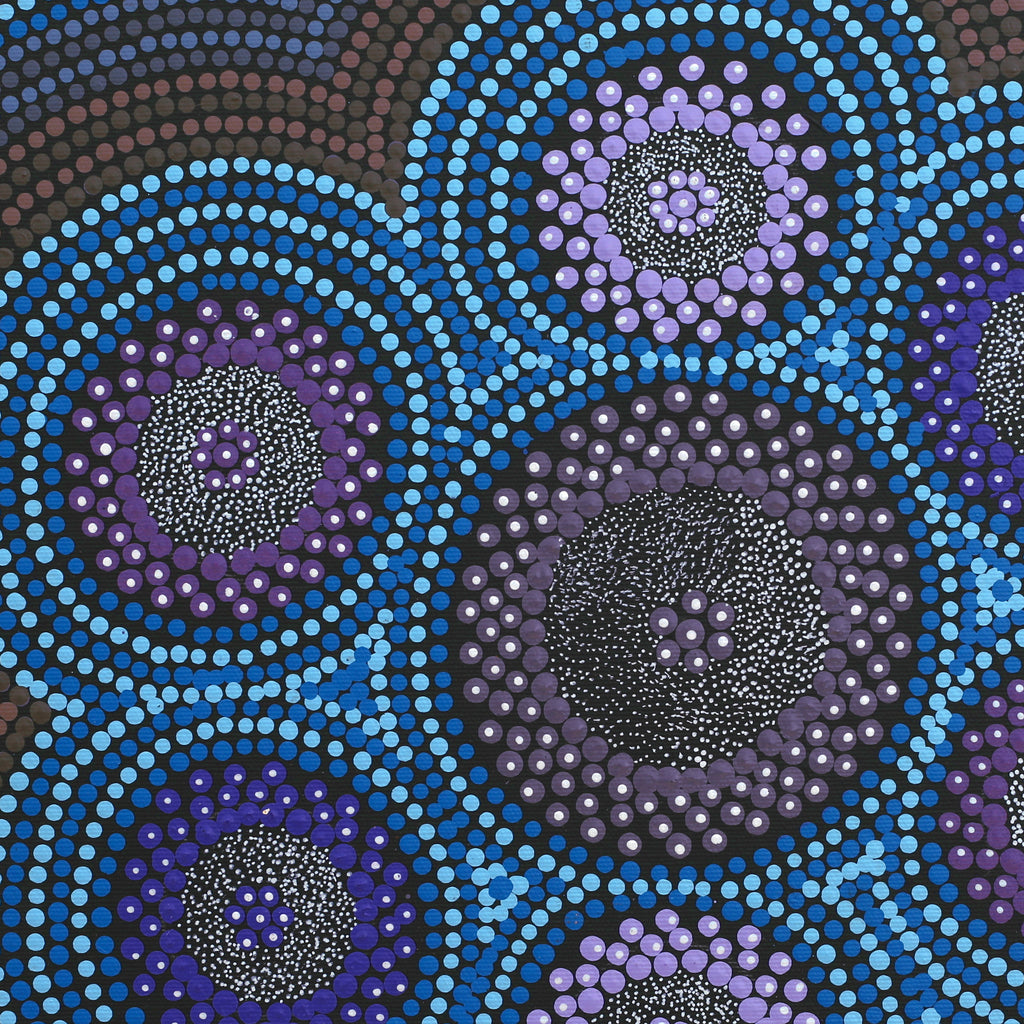 Aboriginal Art by Lyn Nungarrayi Sims, Napaljarri-warnu Jukurrpa (Seven Sisters Dreaming), 40x40cm - ART ARK®