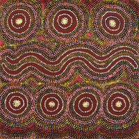 Aboriginal Art by Lyn Nungarrayi Sims, Wanakiji Jukurrpa (Bush Tomato Dreaming), 30x30cm - ART ARK®