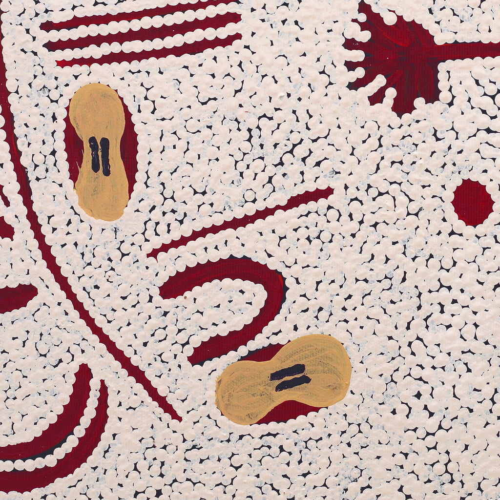 Aboriginal Artwork by Lynette Nampijinpa Granites, Warlukurlangu Jukurrpa (Fire country Dreaming), 50x40cm