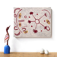 Aboriginal Artwork by Lynette Nampijinpa Granites, Warlukurlangu Jukurrpa (Fire country Dreaming), 50x40cm