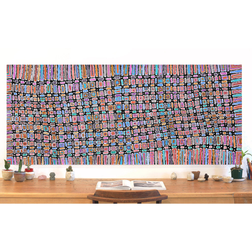 Lynette Nangala Singleton, Ngapa Jukurrpa - Puyurru, 183x76cm