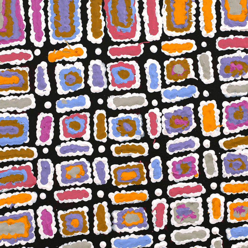 Aboriginal Artwork by Lynette Nangala Singleton, Ngapa Jukurrpa (Water Dreaming) - Puyurru, 30x30cm