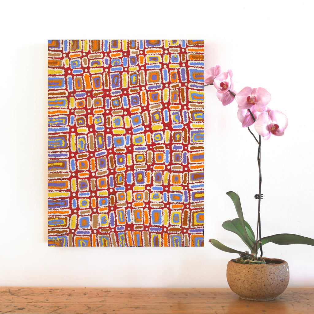 Aboriginal Artwork by Lynette Nangala Singleton, Ngapa Jukurrpa - Puyurru, 61x46cm