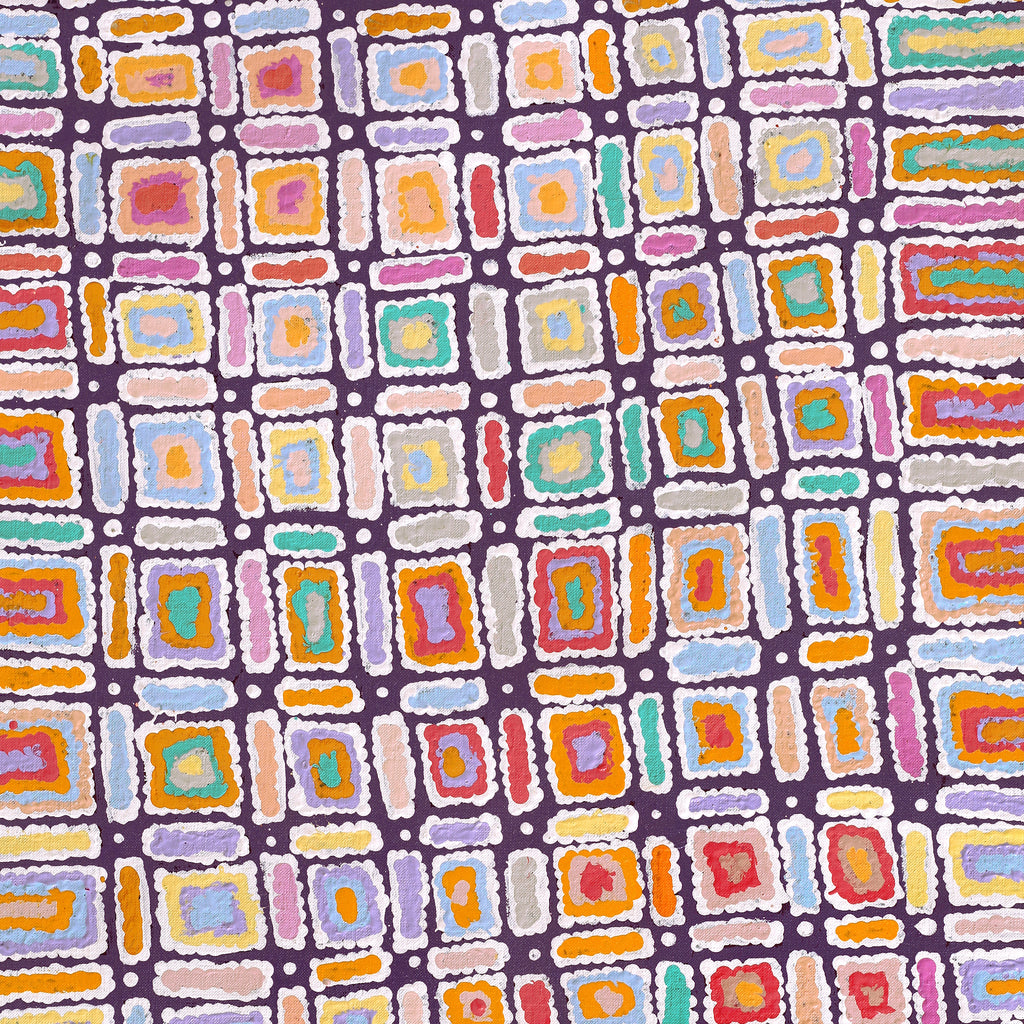 Aboriginal Artwork by Lynette Nangala Singleton, Ngapa Jukurrpa - Puyurru, 76x46cm
