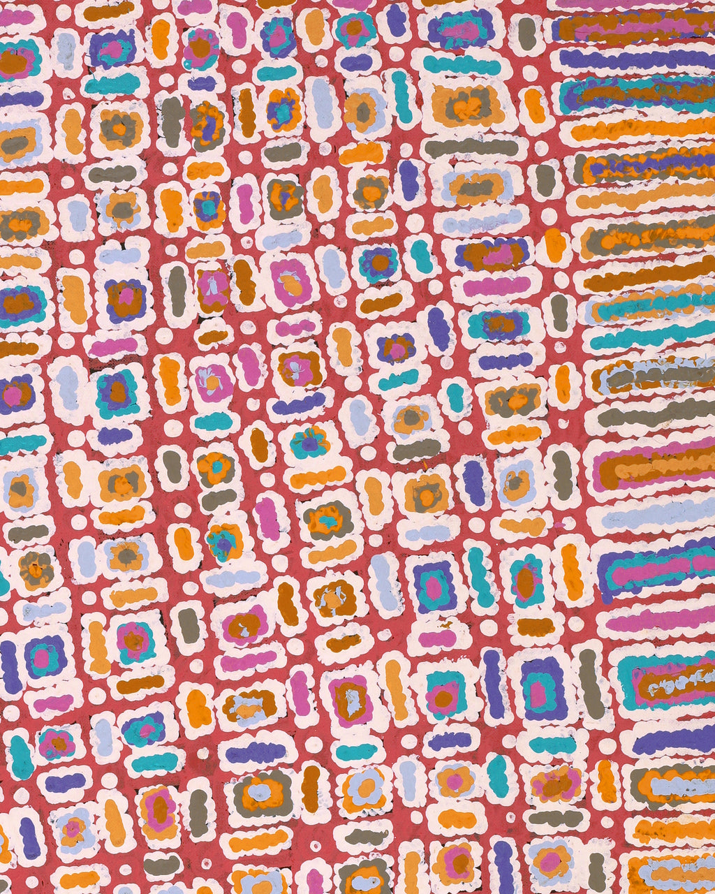 Aboriginal Artwork by Lynette Nangala Singleton, Ngapa Jukurrpa - Puyurru, 76x46cm