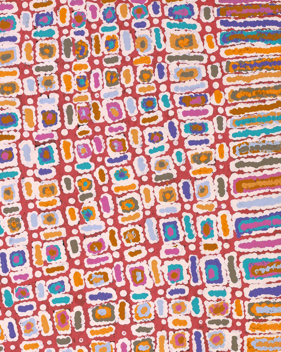 Aboriginal Artwork by Lynette Nangala Singleton, Ngapa Jukurrpa - Puyurru, 76x46cm