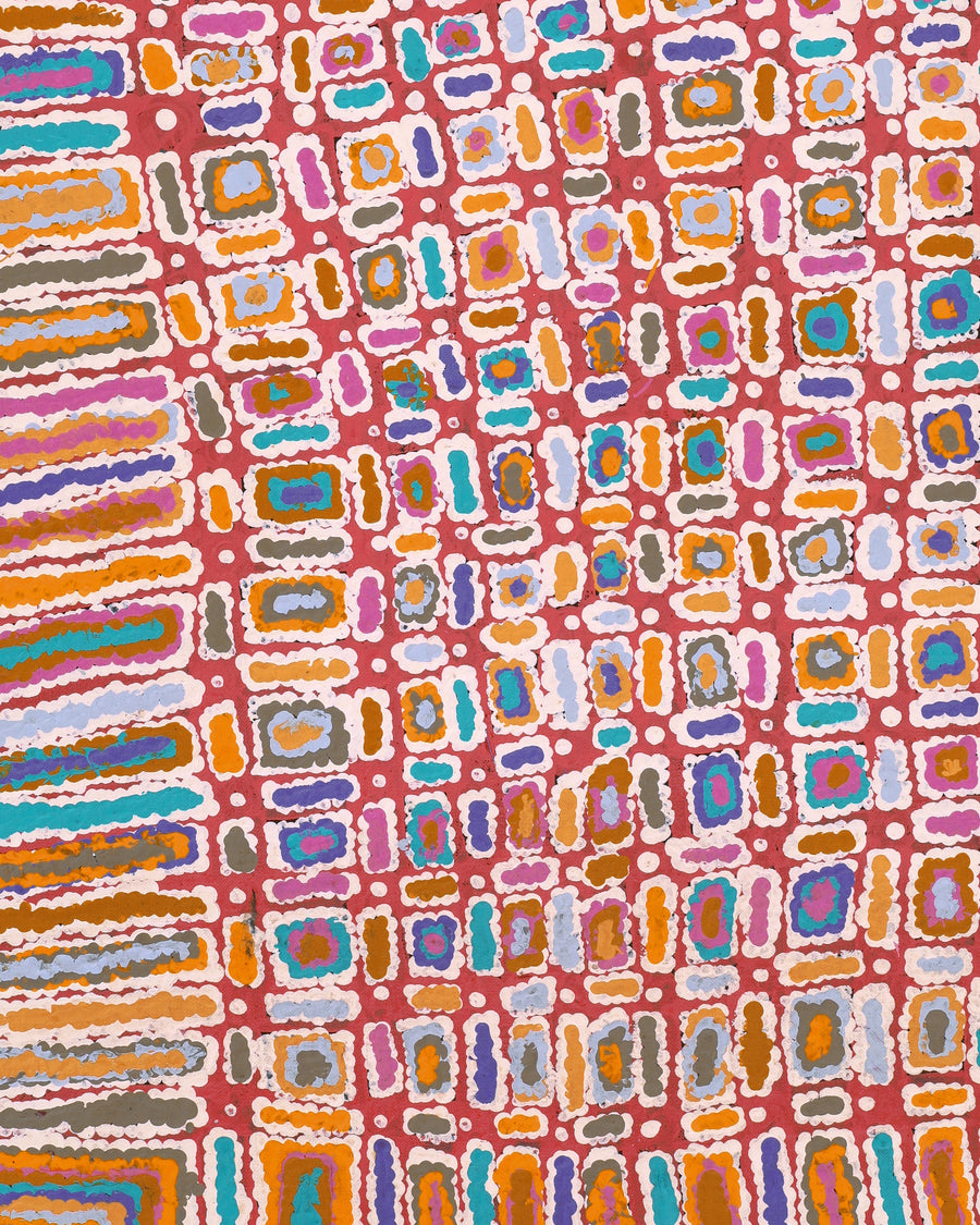 Aboriginal Artwork by Lynette Nangala Singleton, Ngapa Jukurrpa - Puyurru, 76x46cm