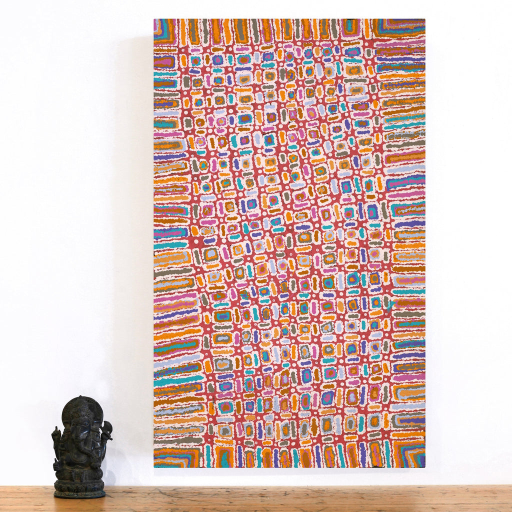 Aboriginal Artwork by Lynette Nangala Singleton, Ngapa Jukurrpa - Puyurru, 76x46cm