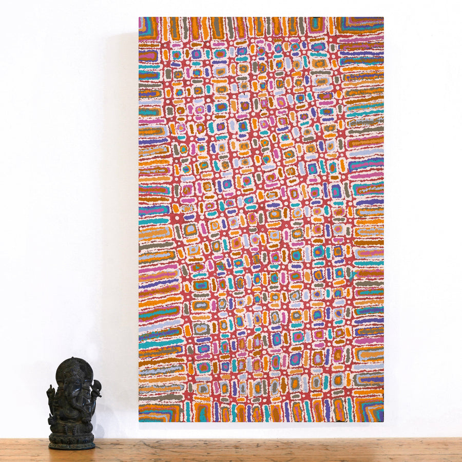 Aboriginal Artwork by Lynette Nangala Singleton, Ngapa Jukurrpa - Puyurru, 76x46cm