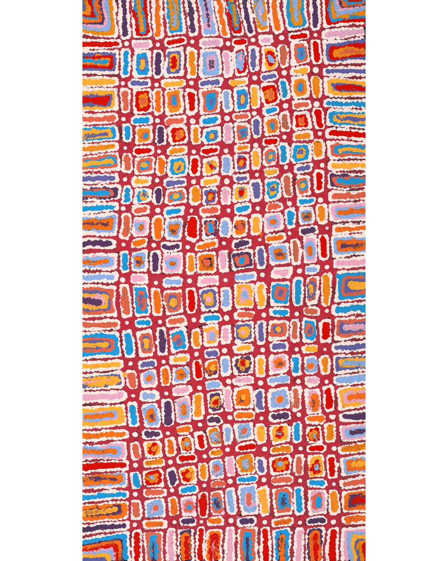 Aboriginal Artwork by Lynette Nangala Singleton, Ngapa Jukurrpa - Puyurru, 91x46cm