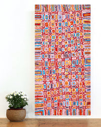 Aboriginal Artwork by Lynette Nangala Singleton, Ngapa Jukurrpa - Puyurru, 91x46cm