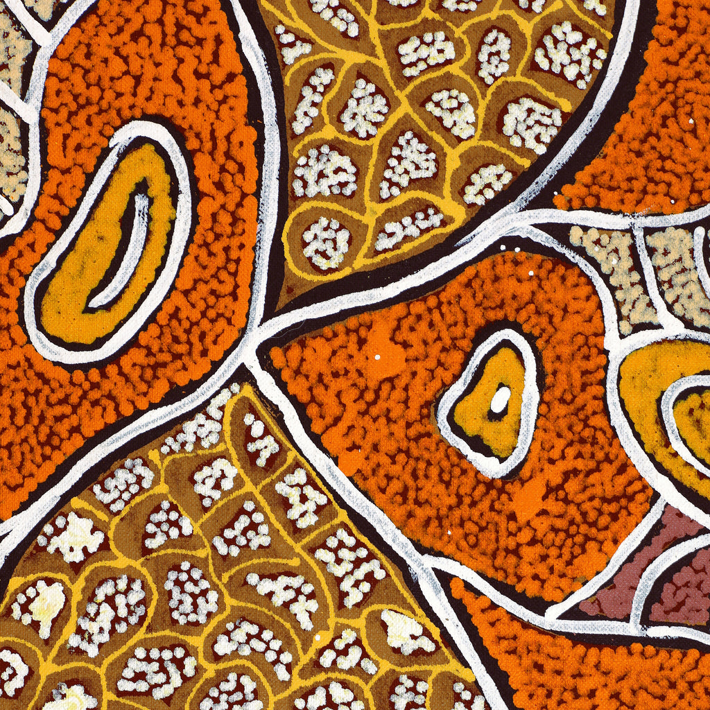 Aboriginal Artwork by Margarina Napanangka Miller, Lukarrara Jukurrpa, 107x30cm