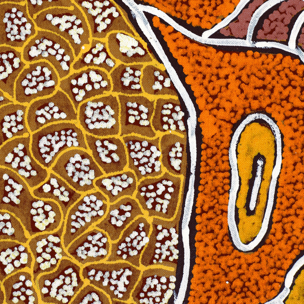 Aboriginal Artwork by Margarina Napanangka Miller, Lukarrara Jukurrpa, 107x30cm