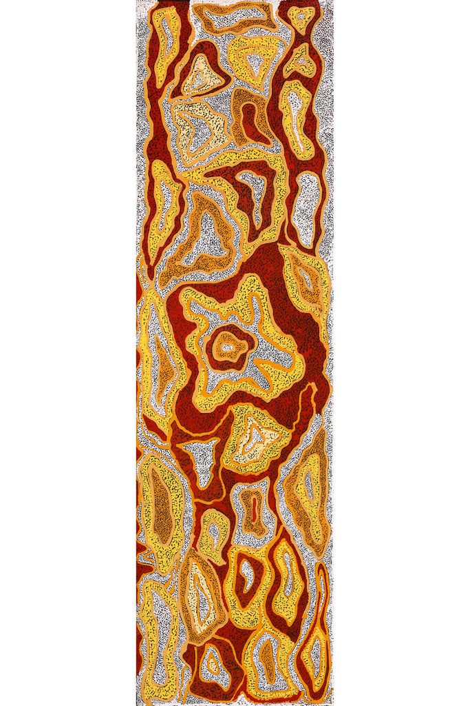 Aboriginal Artwork by Margarina Napanangka Miller, Lukarrara Jukurrpa, 107x30cm