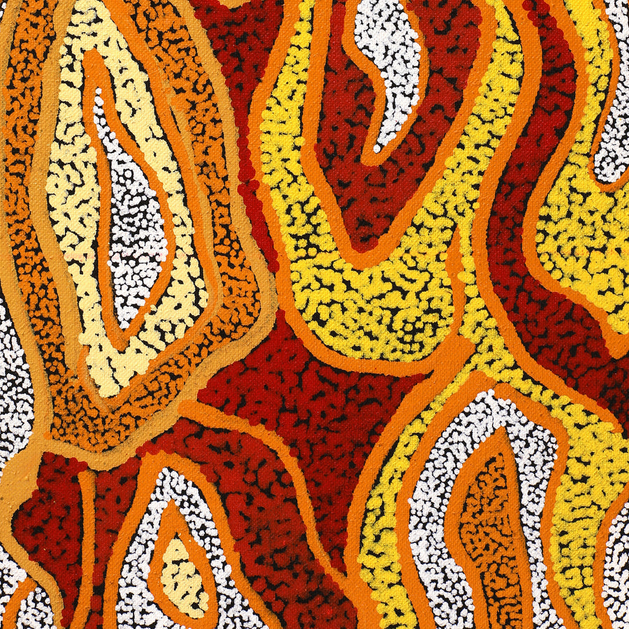 Aboriginal Artwork by Margarina Napanangka Miller, Lukarrara Jukurrpa, 107x30cm