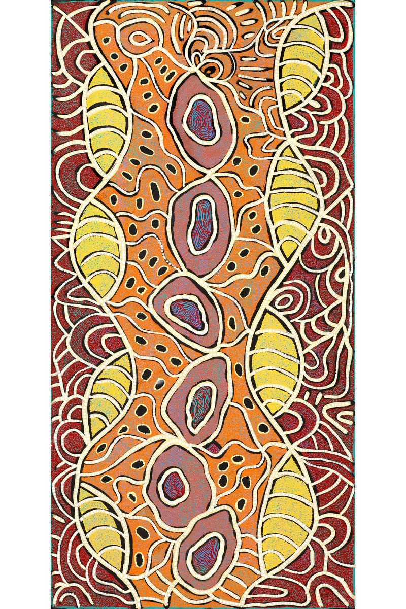 Aboriginal Art by Margarina Napanangka Miller, Lukarrara Jukurrpa, 122x61cm - ART ARK®