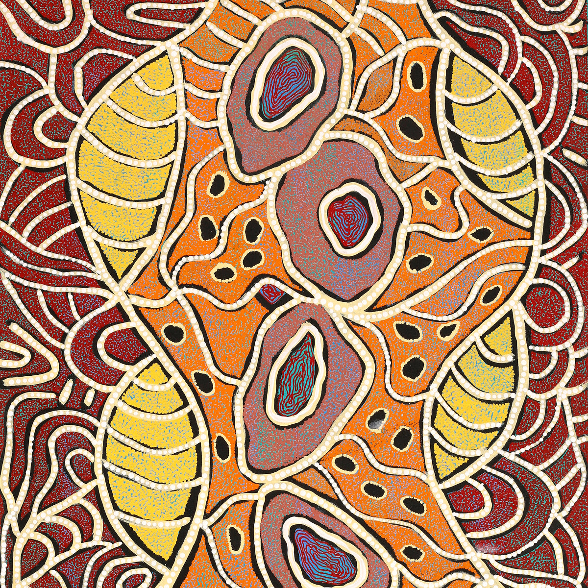 Aboriginal Art by Margarina Napanangka Miller, Lukarrara Jukurrpa, 122x61cm - ART ARK®