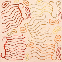 Aboriginal Artwork by Madeleine Napangardi Dixon, Majardi Jukurrpa (Hairstring Belt/Skirt Dreaming) - Mina Mina, 30x30cm