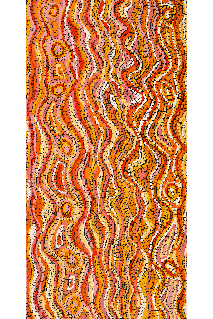 Aboriginal Art by Magda Nakamarra Curtis, Lappi Lappi Jukurrpa, 91x46cm - ART ARK®