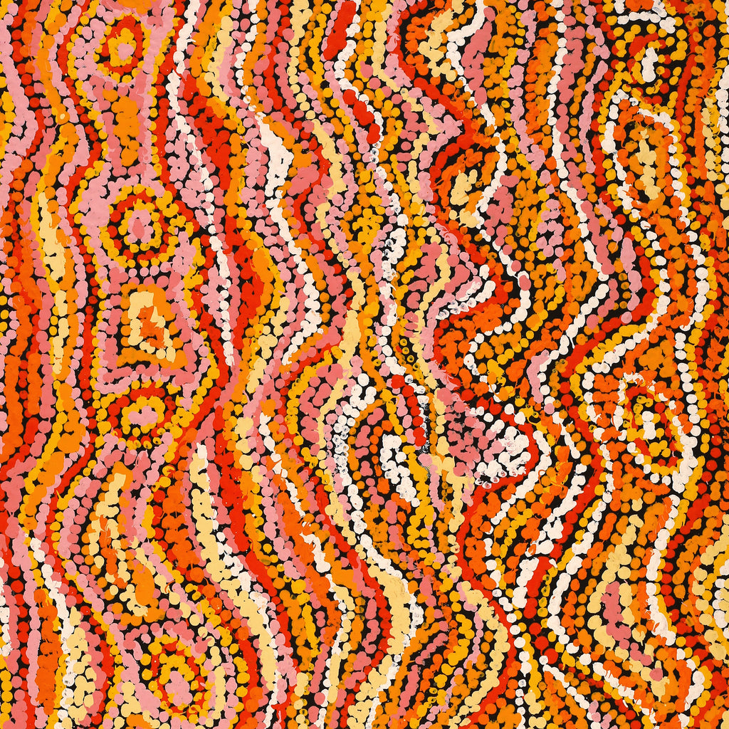 Aboriginal Artwork by Magda Nakamarra Curtis, Lappi Lappi Jukurrpa, 91x46cm