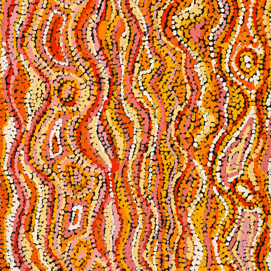 Aboriginal Artwork by Magda Nakamarra Curtis, Lappi Lappi Jukurrpa, 91x46cm