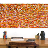 Aboriginal Artwork by Magda Nakamarra Curtis, Lappi Lappi Jukurrpa, 91x46cm