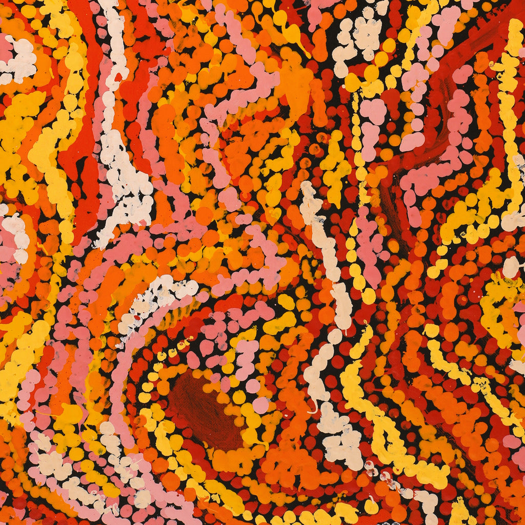 Aboriginal Artwork by Magda Nakamarra Curtis, Lappi Lappi Jukurrpa, 91x76cm