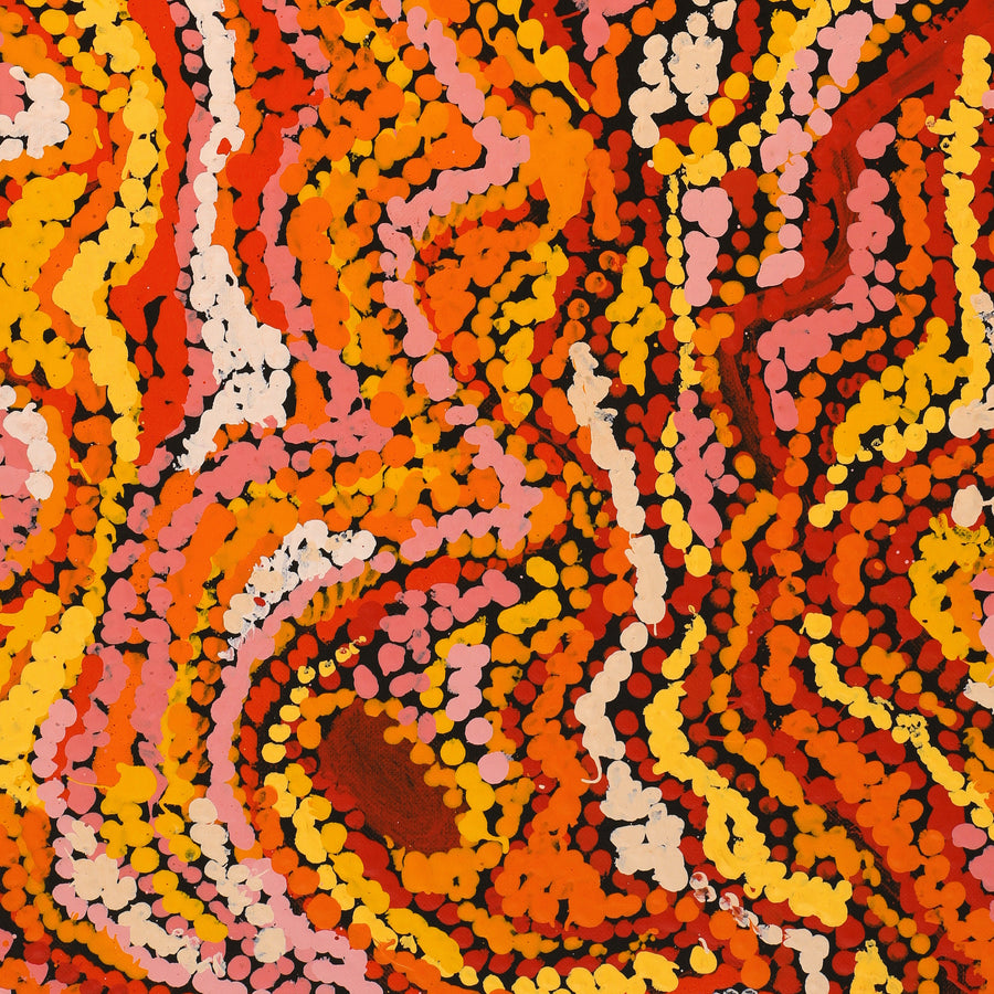 Aboriginal Artwork by Magda Nakamarra Curtis, Lappi Lappi Jukurrpa, 91x76cm