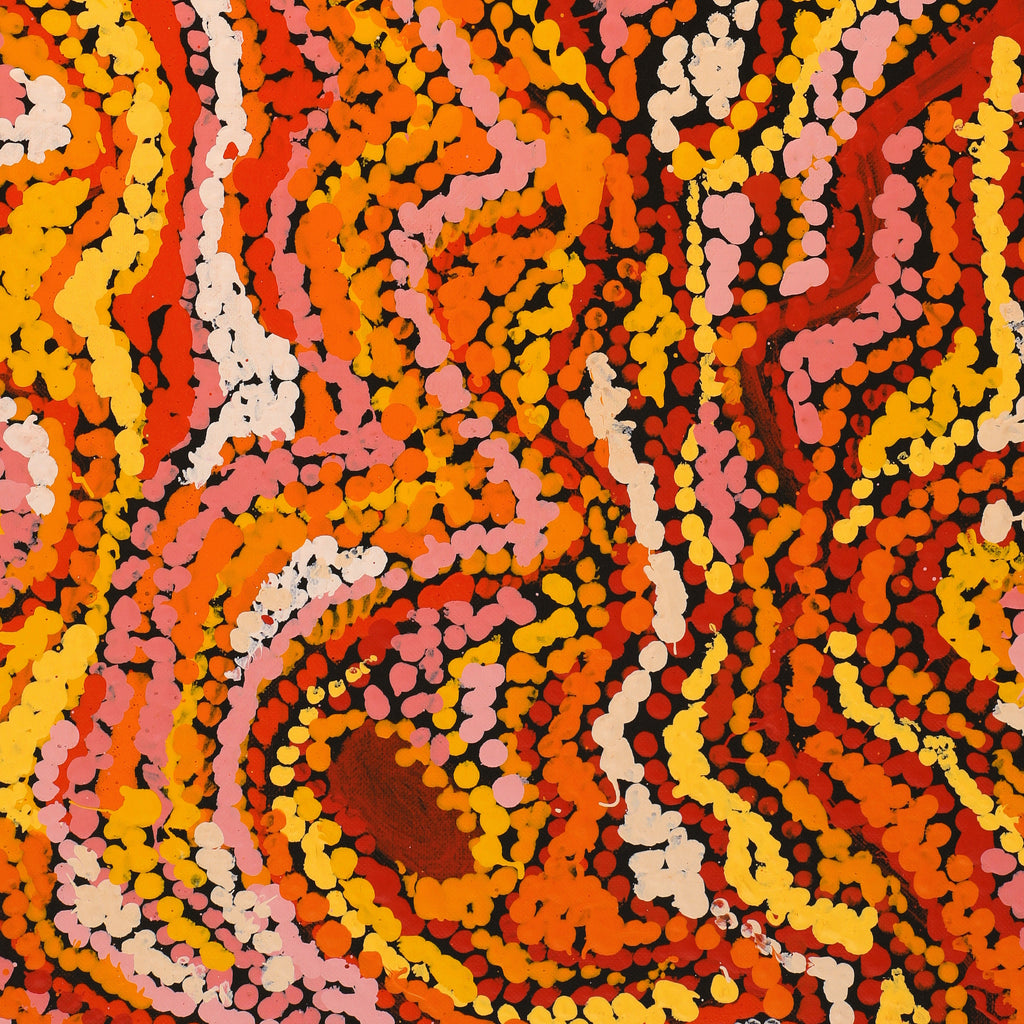 Aboriginal Art by Magda Nakamarra Curtis, Lappi Lappi Jukurrpa, 91x76cm - ART ARK®