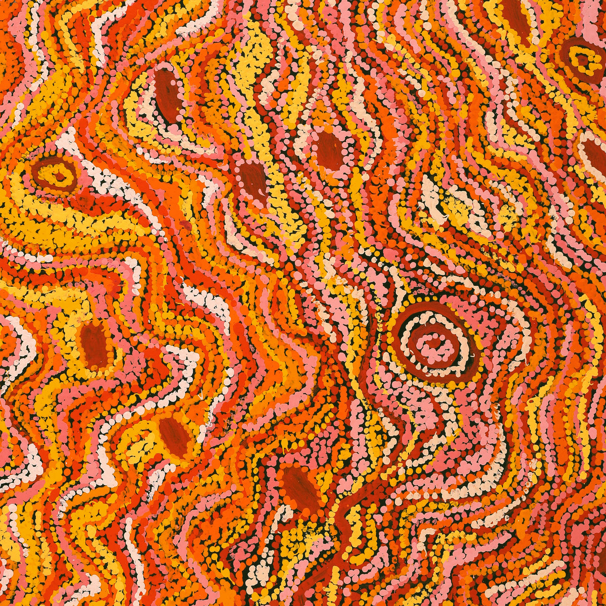 Aboriginal Art by Magda Nakamarra Curtis, Lappi Lappi Jukurrpa, 91x76cm - ART ARK®