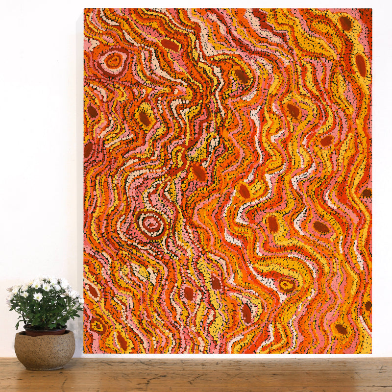 Aboriginal Artwork by Magda Nakamarra Curtis, Lappi Lappi Jukurrpa, 91x76cm