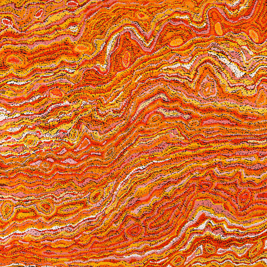Aboriginal Artwork by Magda Nakamarra Curtis, Lappi Lappi Jukurrpa, 107x107cm