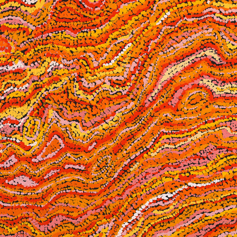 Aboriginal Artwork by Magda Nakamarra Curtis, Lappi Lappi Jukurrpa, 107x107cm