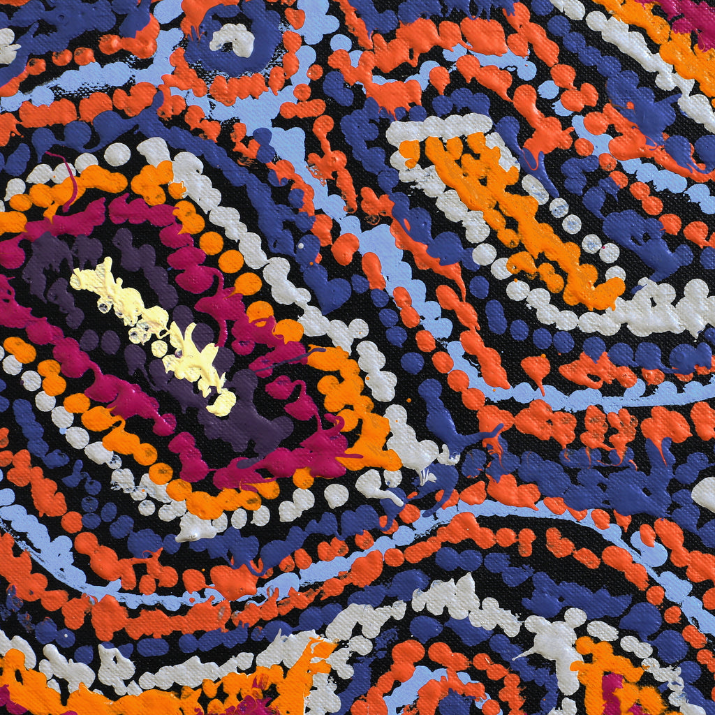 Aboriginal Artwork by Magda Nakamarra Curtis, Lappi Lappi Jukurrpa, 107x30cm