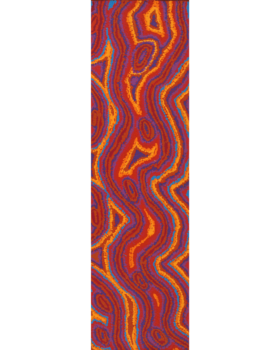 Aboriginal Artwork by Magda Nakamarra Curtis, Lappi Lappi Jukurrpa, 107x30cm