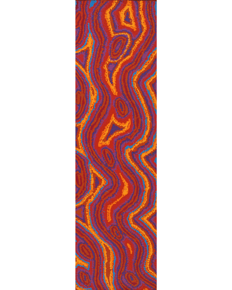 Aboriginal Artwork by Magda Nakamarra Curtis, Lappi Lappi Jukurrpa, 107x30cm