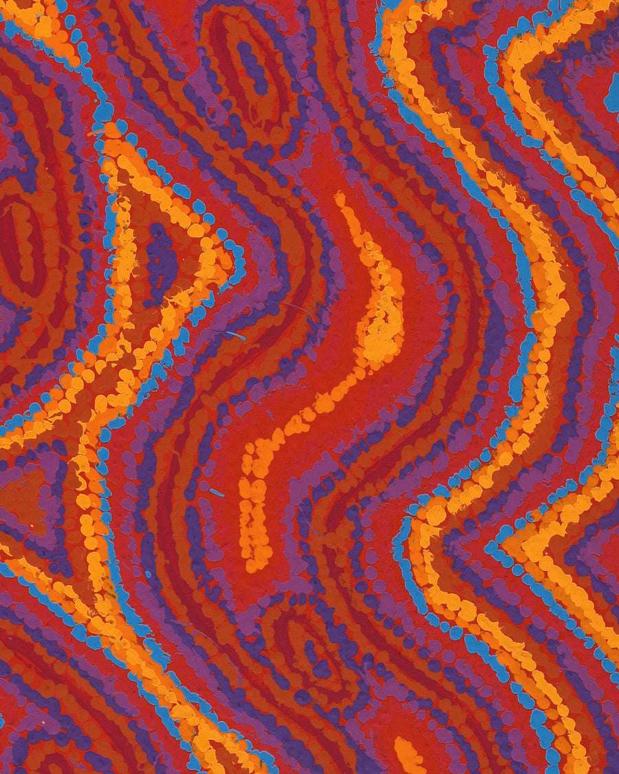 Aboriginal Artwork by Magda Nakamarra Curtis, Lappi Lappi Jukurrpa, 107x30cm
