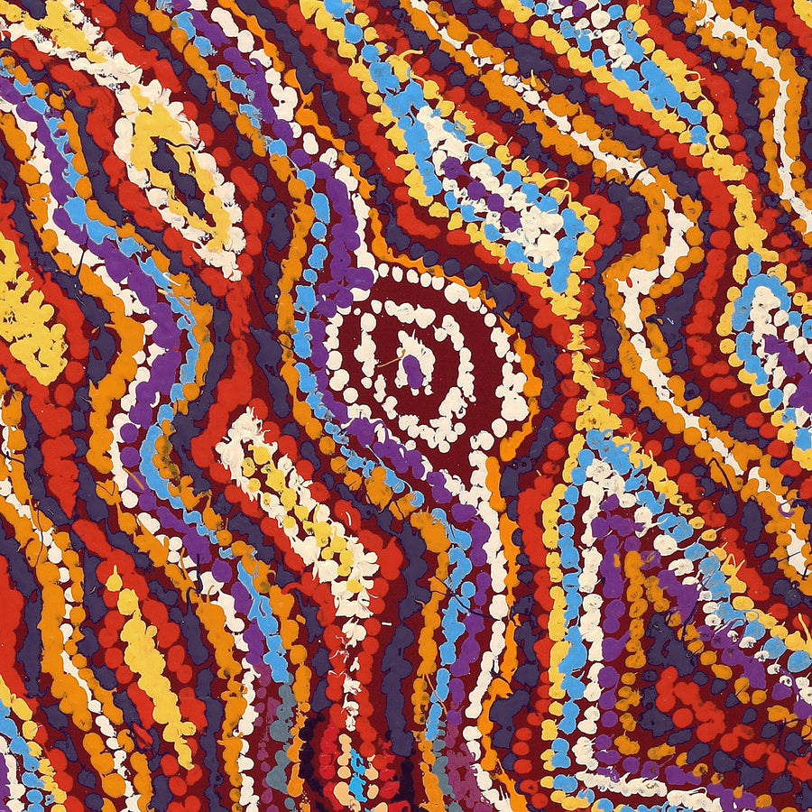 Aboriginal Artwork by Magda Nakamarra Curtis, Lappi Lappi Jukurrpa, 107x30cm