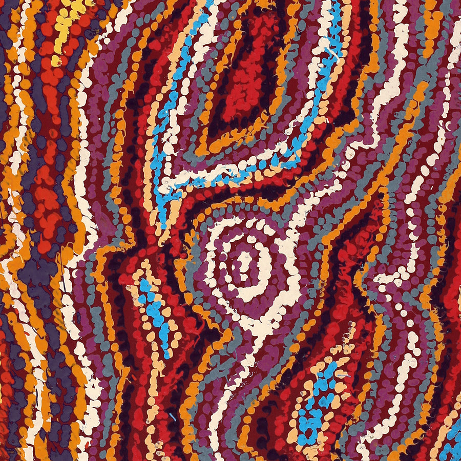 Aboriginal Artwork by Magda Nakamarra Curtis, Lappi Lappi Jukurrpa, 107x30cm