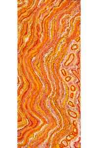 Aboriginal Artwork by Magda Nakamarra Curtis, Lappi Lappi Jukurrpa, 107x46cm