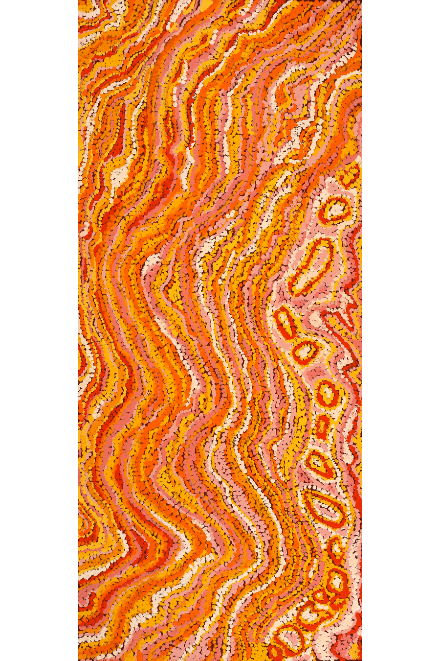 Aboriginal Artwork by Magda Nakamarra Curtis, Lappi Lappi Jukurrpa, 107x46cm