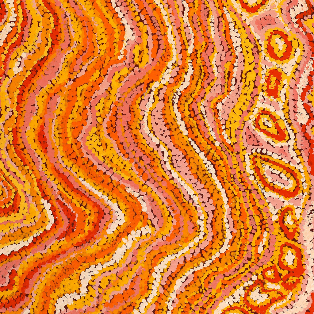 Aboriginal Art by Magda Nakamarra Curtis, Lappi Lappi Jukurrpa, 107x46cm - ART ARK®