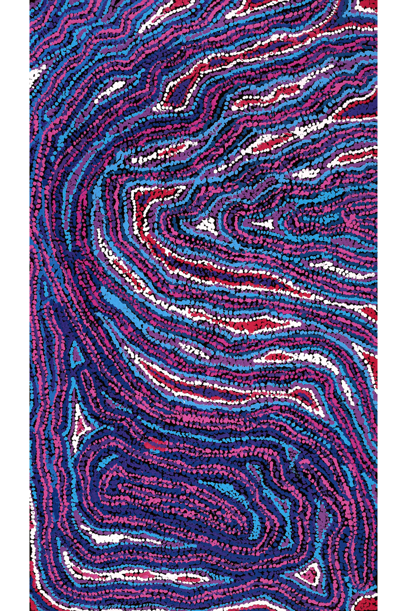 Aboriginal Art by Magda Nakamarra Curtis, Lappi Lappi Jukurrpa, 107x61cm - ART ARK®