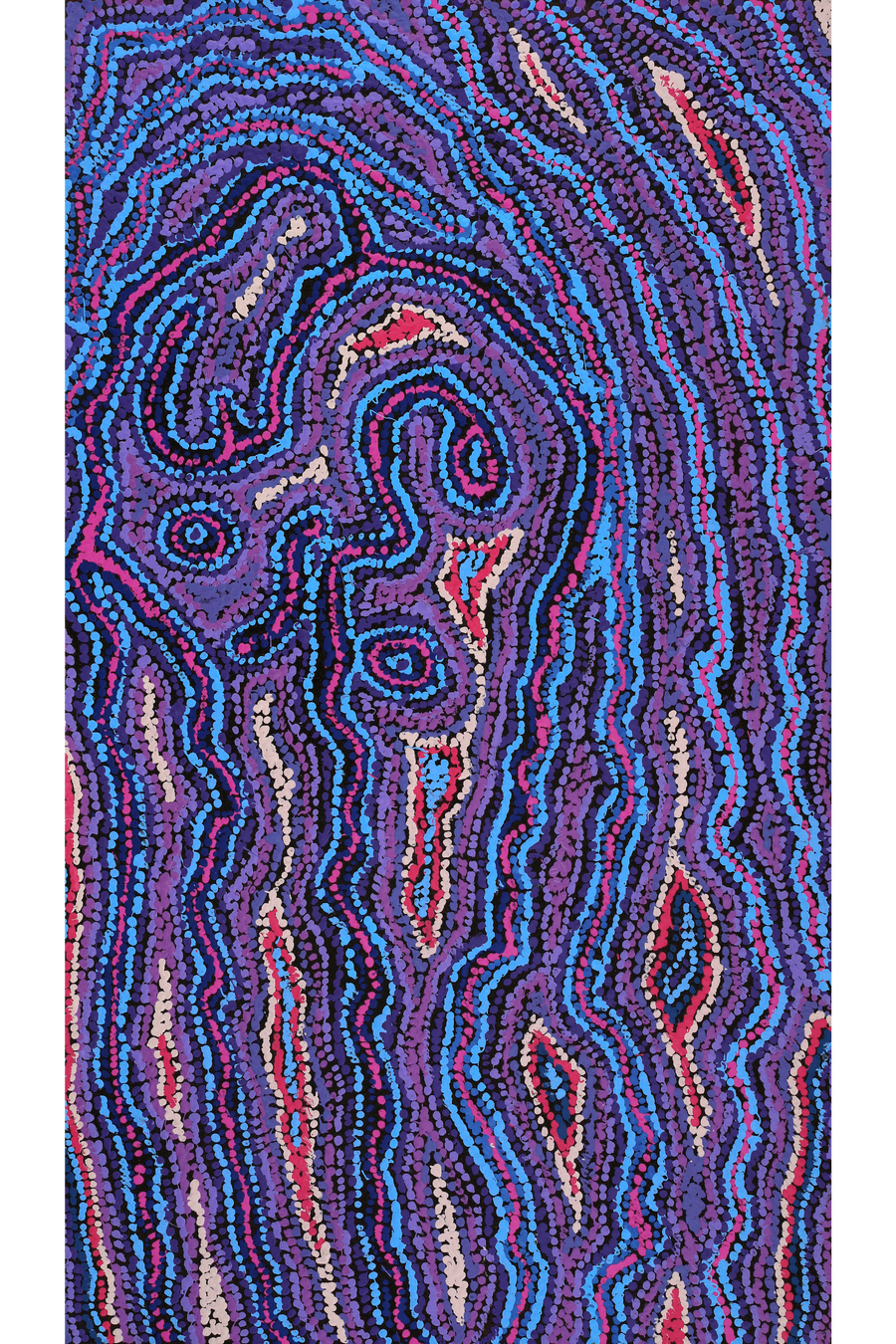 Aboriginal Artwork by Magda Nakamarra Curtis, Lappi Lappi Jukurrpa, 107x61cm
