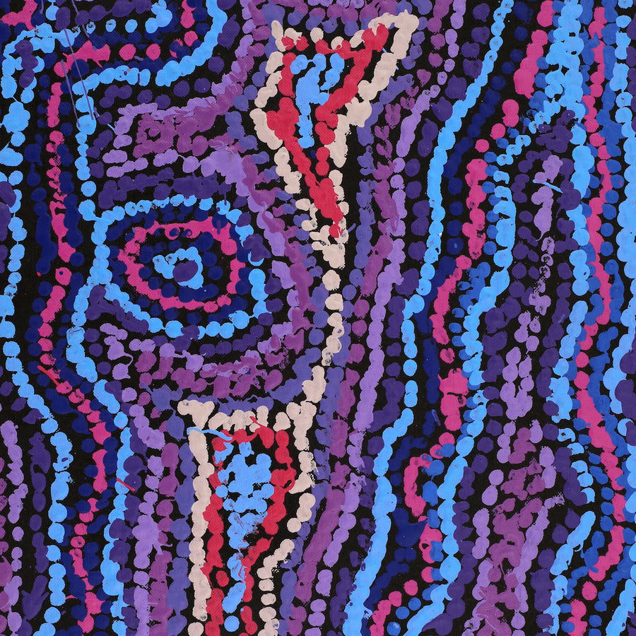 Aboriginal Artwork by Magda Nakamarra Curtis, Lappi Lappi Jukurrpa, 107x61cm