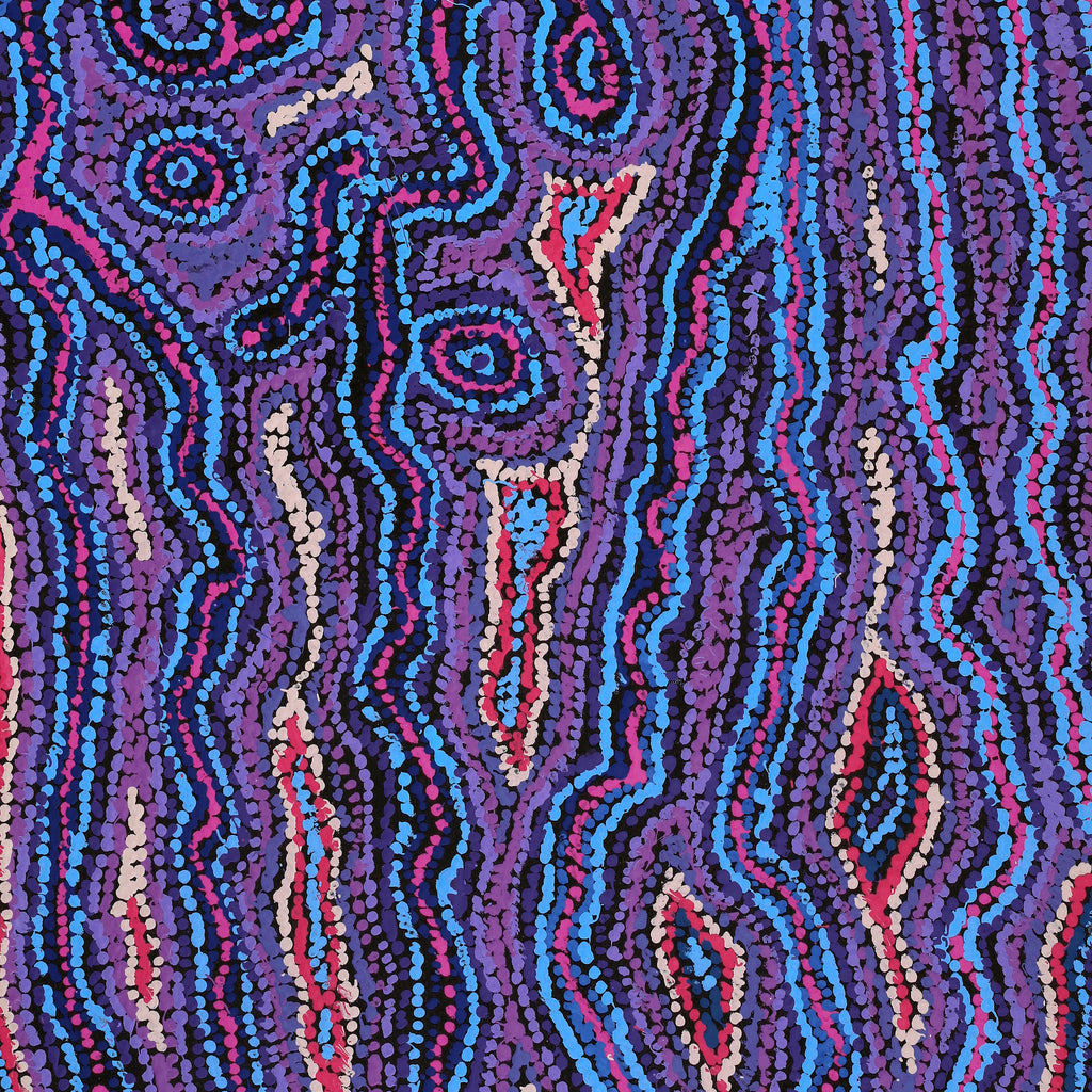 Aboriginal Artwork by Magda Nakamarra Curtis, Lappi Lappi Jukurrpa, 107x61cm
