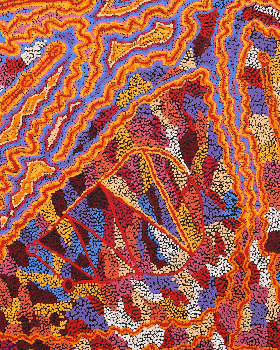 Aboriginal Artwork by Magda Nakamarra Curtis, Lappi Lappi Jukurrpa, 122x91cm